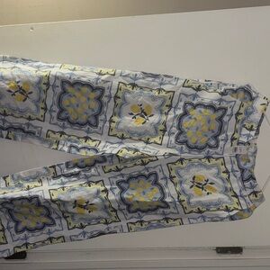 LOFT Blue and Yellow Floral Geometric Fabric